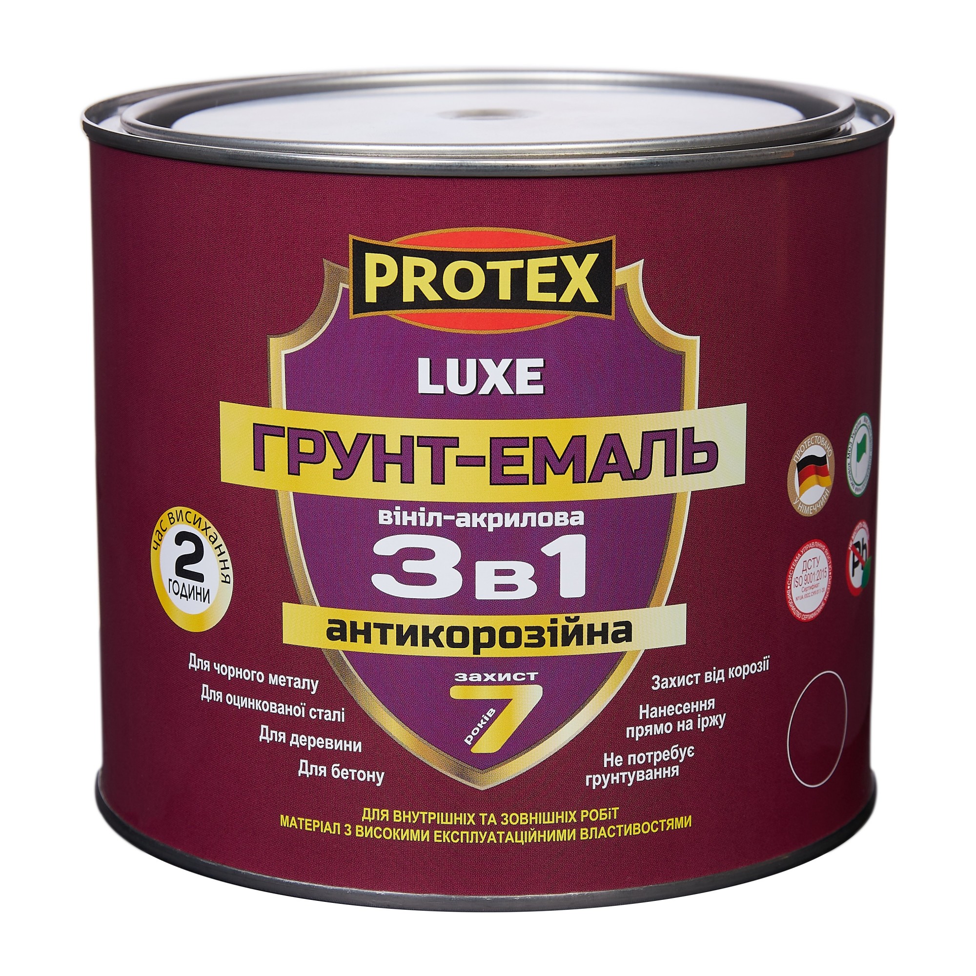 

Грунт-эмаль винил-акриловая ОР антикор. "3в1" PROTEX 2.4кг (2л) красный RAL3011
