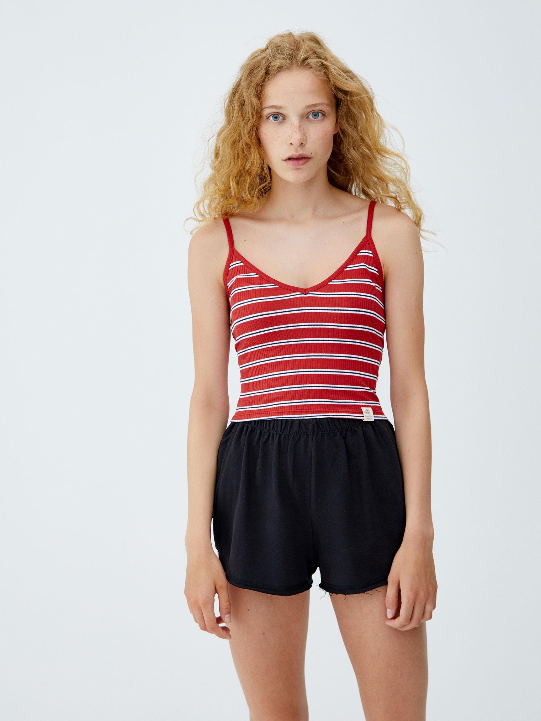 

Майка Pull & Bear 9238/372/632-ABWJ XS Красная в полоску