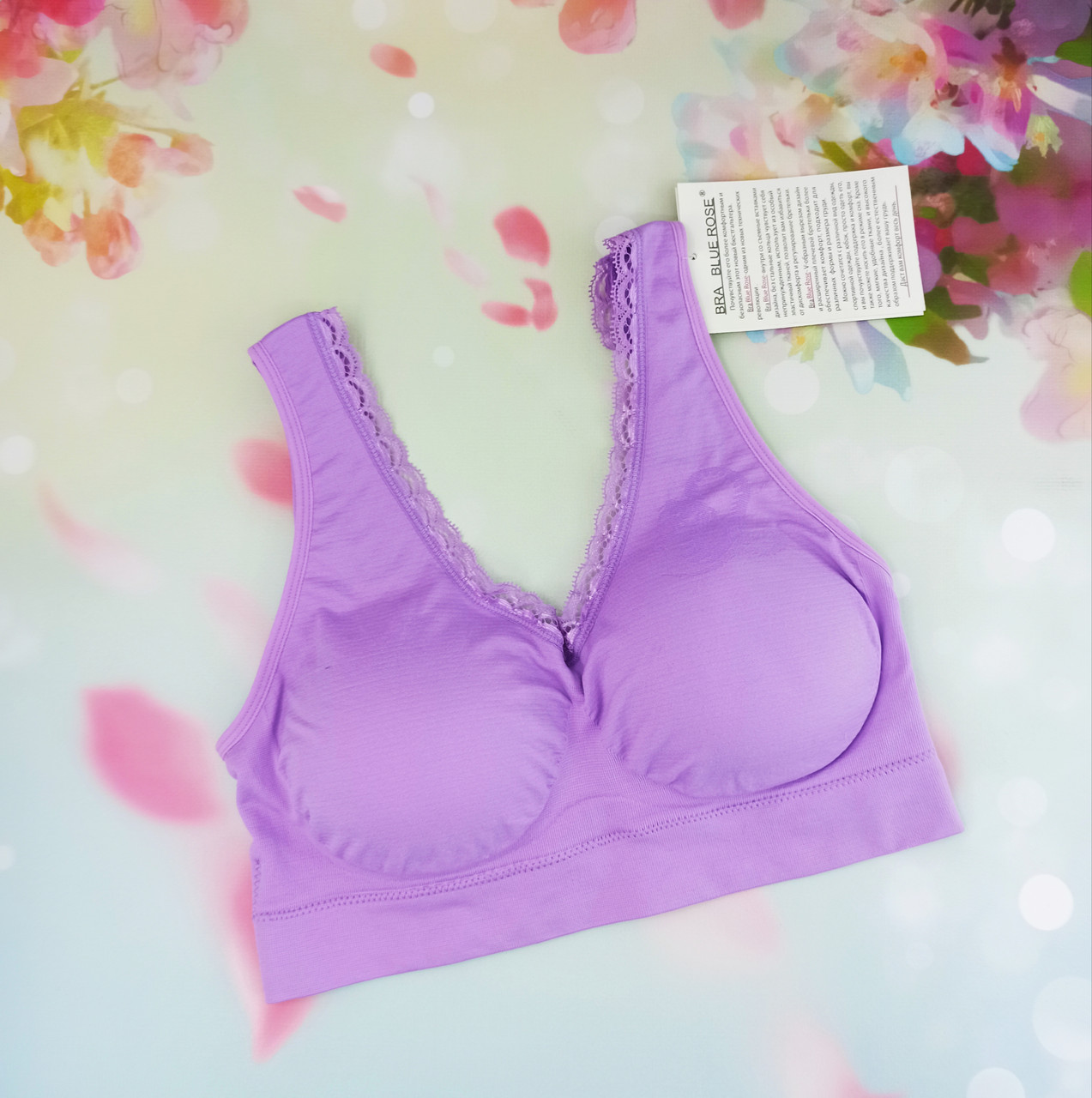 

Топик бра бесшовный Blue Rose на поролоне 2XL (80-85см) С-D сиреневый (627)