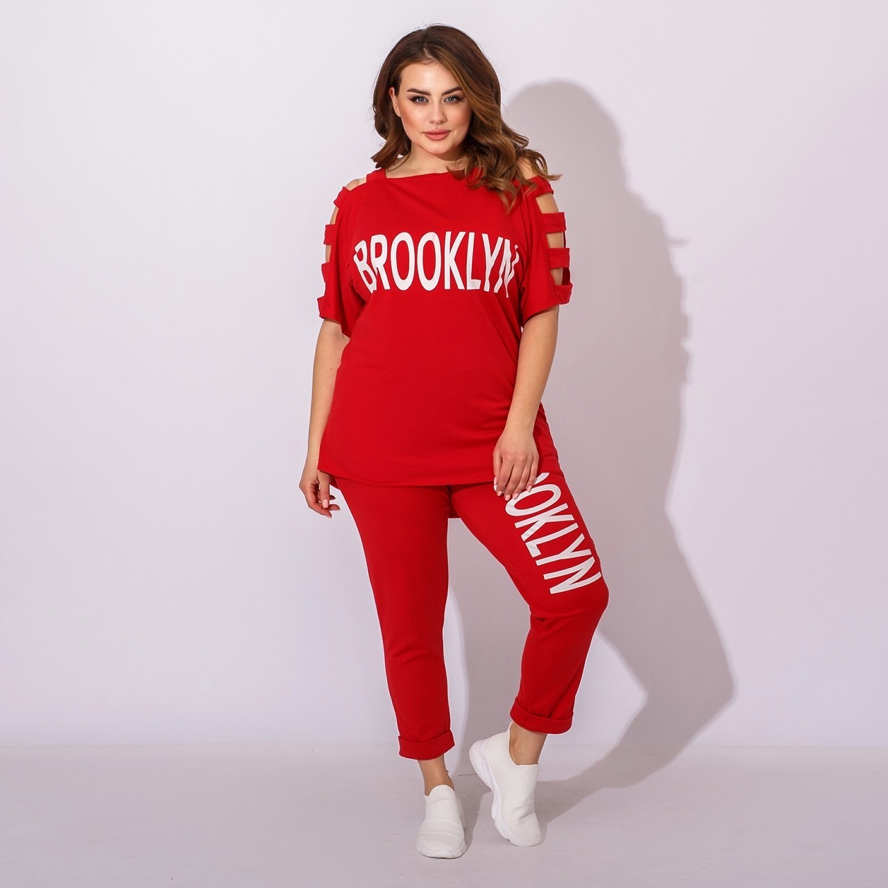 

Костюм женский летний футболка штаны с надписью Miss Podium Красный, Костюм женский летний футболка штаны с надписью Miss Podium Красный 50