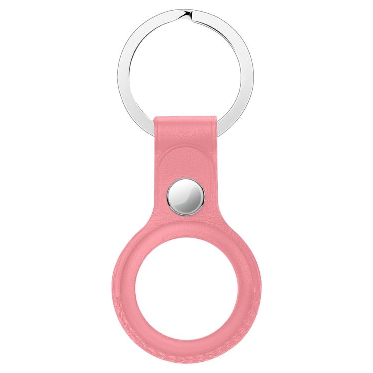 

Брелок - чехол Leather Ring c кнопкой для AirTag Pink Sand / Розовый Песок