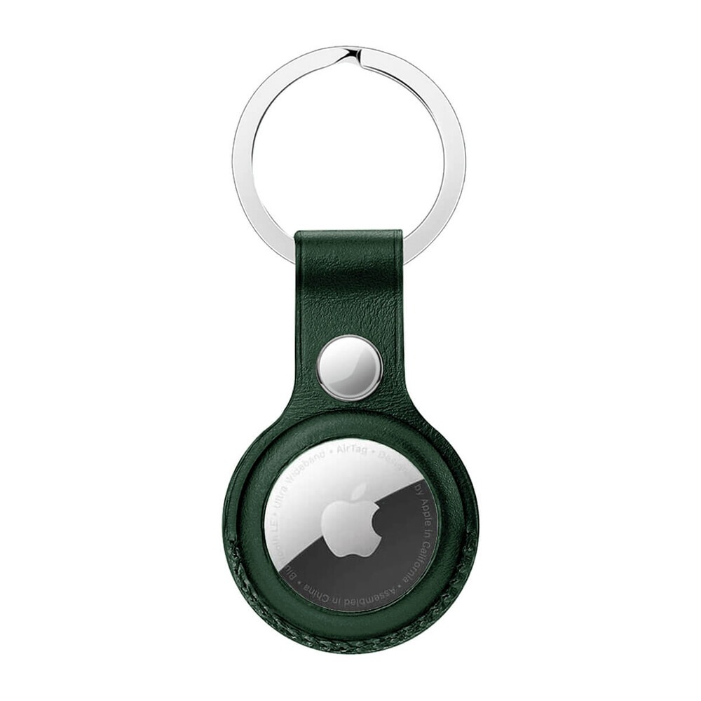 

Брелок - чехол PU Leather Ring c кнопкой для AirTag Dark Green / Темно-зеленый