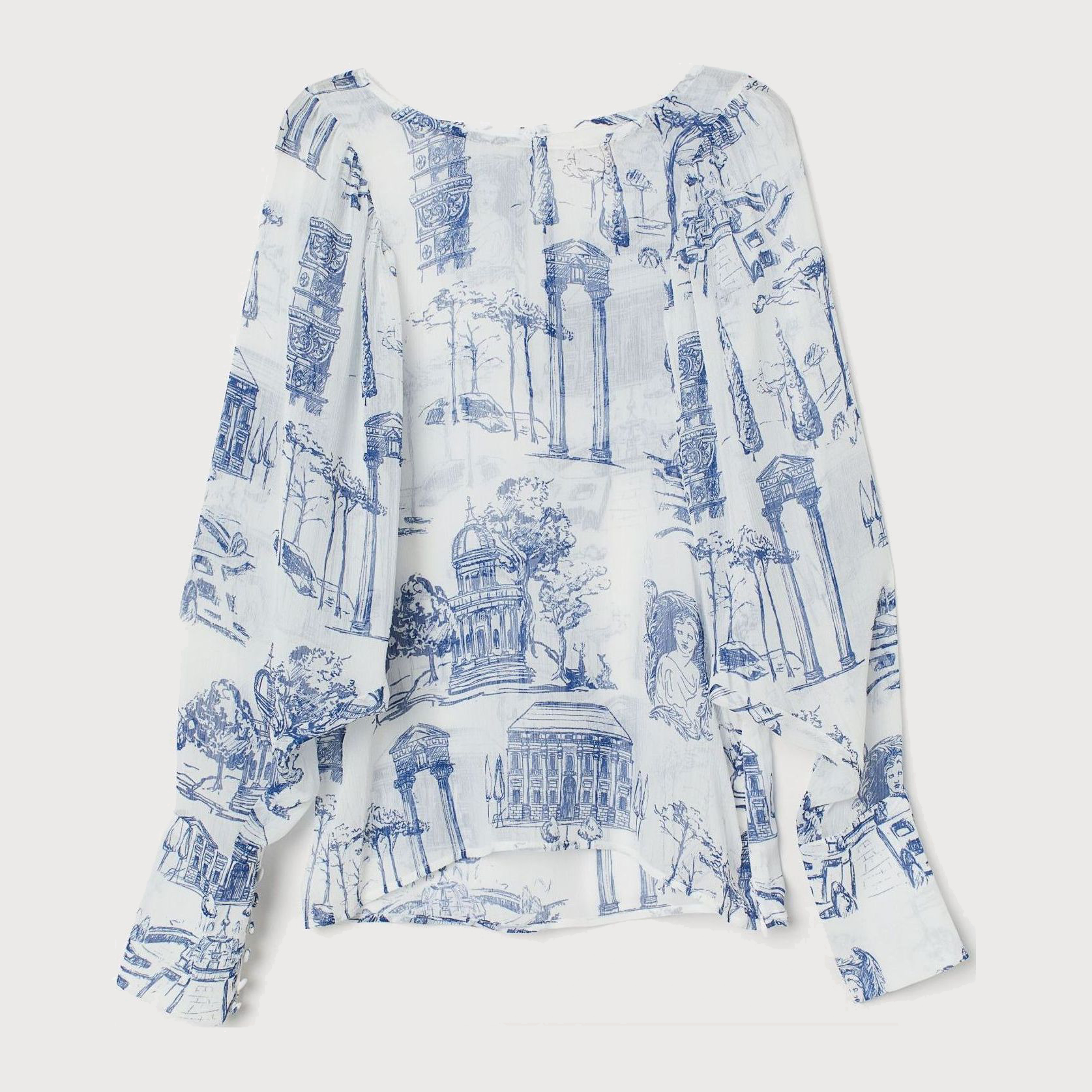 

Блузка H&M 8157030sm  Синяя с белым, Блузка H&M 8157030sm 36 Синяя с белым