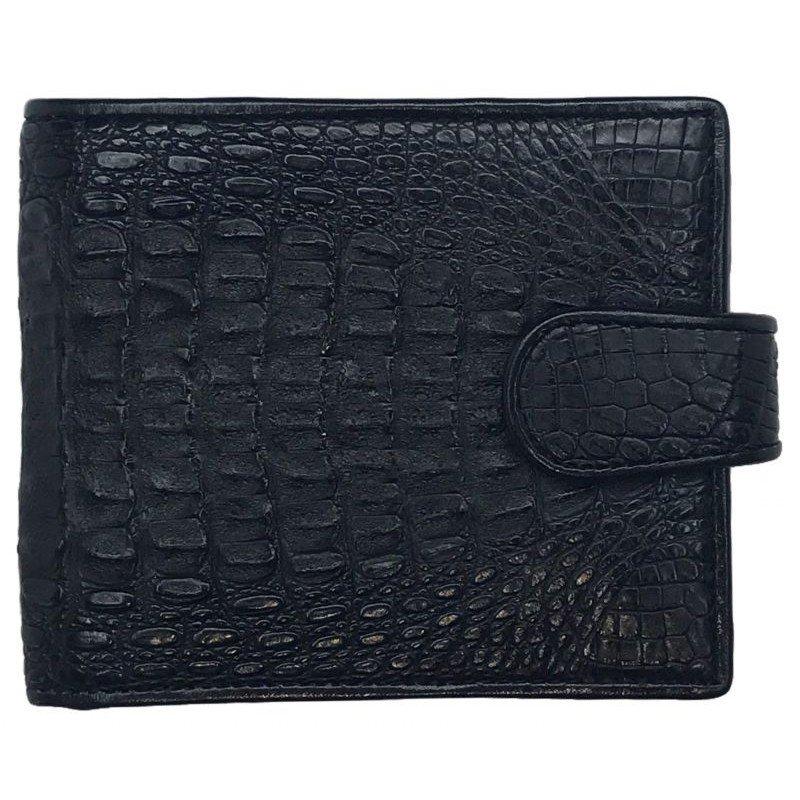 

Мужской кошелек портмоне из натуральной кожи крокодила, цвет черный ALM 03/2 SK Black