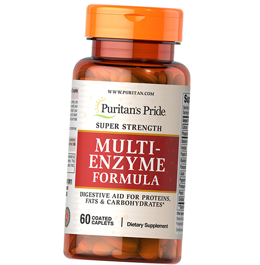

Фермент для пищеварения, Super Strength Multi Enzyme, Puritan's Pride 60каплет (69367005)
