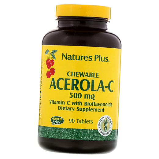 

Ацерола-С, Витамин С, Acerola-C 500, Nature's Plus 90таб (36375127)