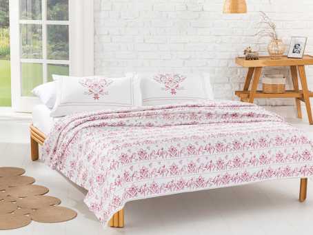 

Постельное белье Dream Garden Пикейный набор белый с розовым EH 150х220 см