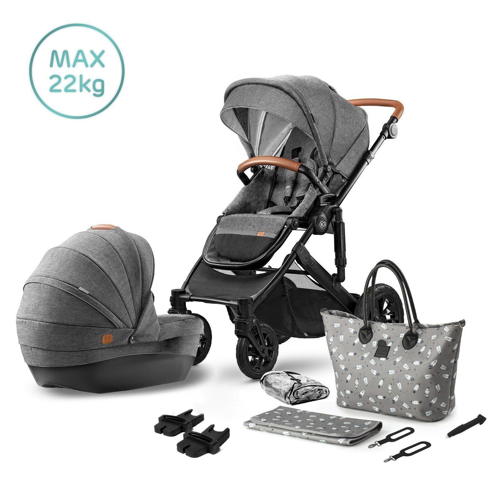 

Универсальная коляска 2 в 1 Kinderkraft Prime Grey с сумкой