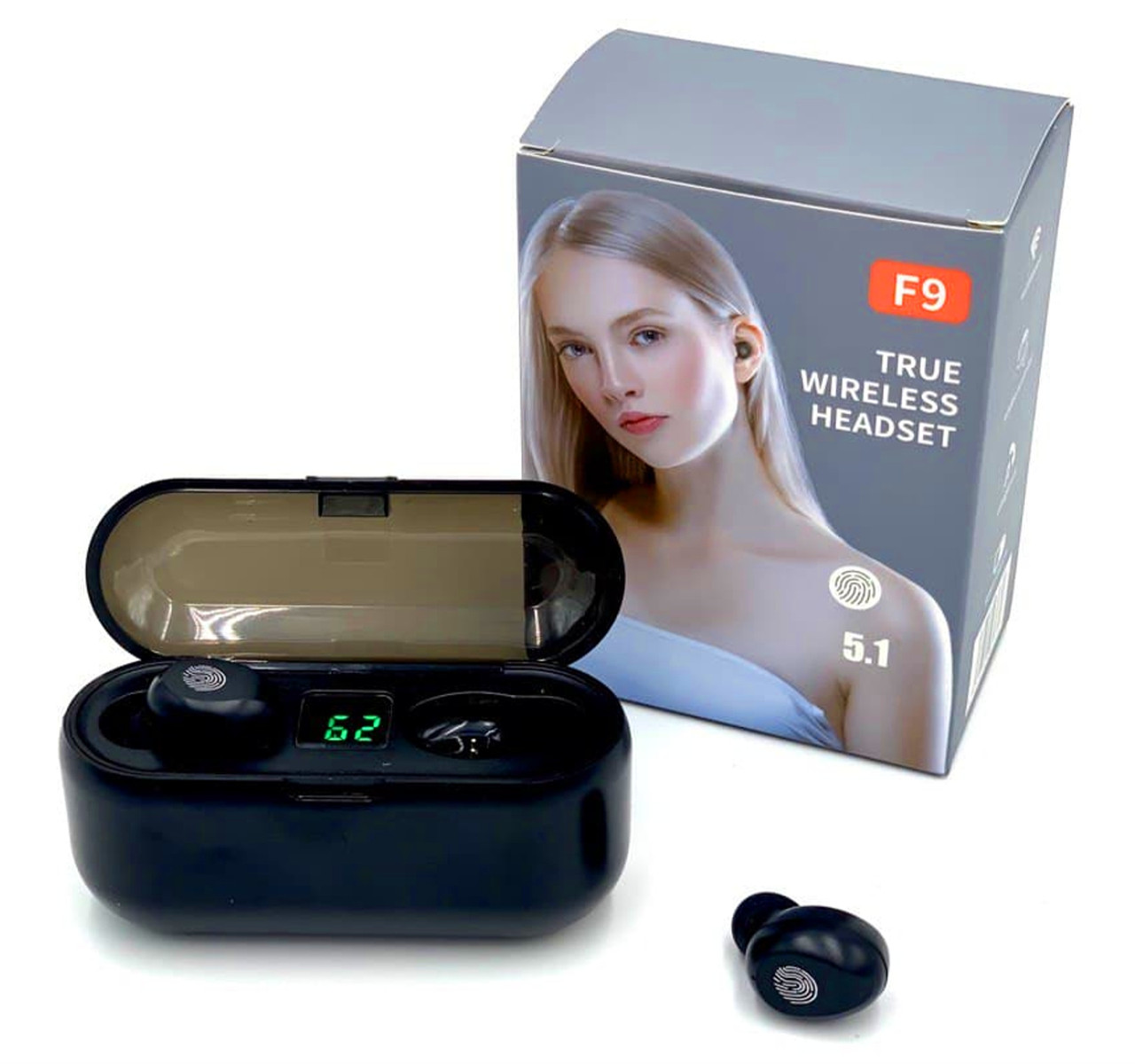 

Беспроводные наушники TWS F9 Wireless, цифровой зарядный PowerBank, черный