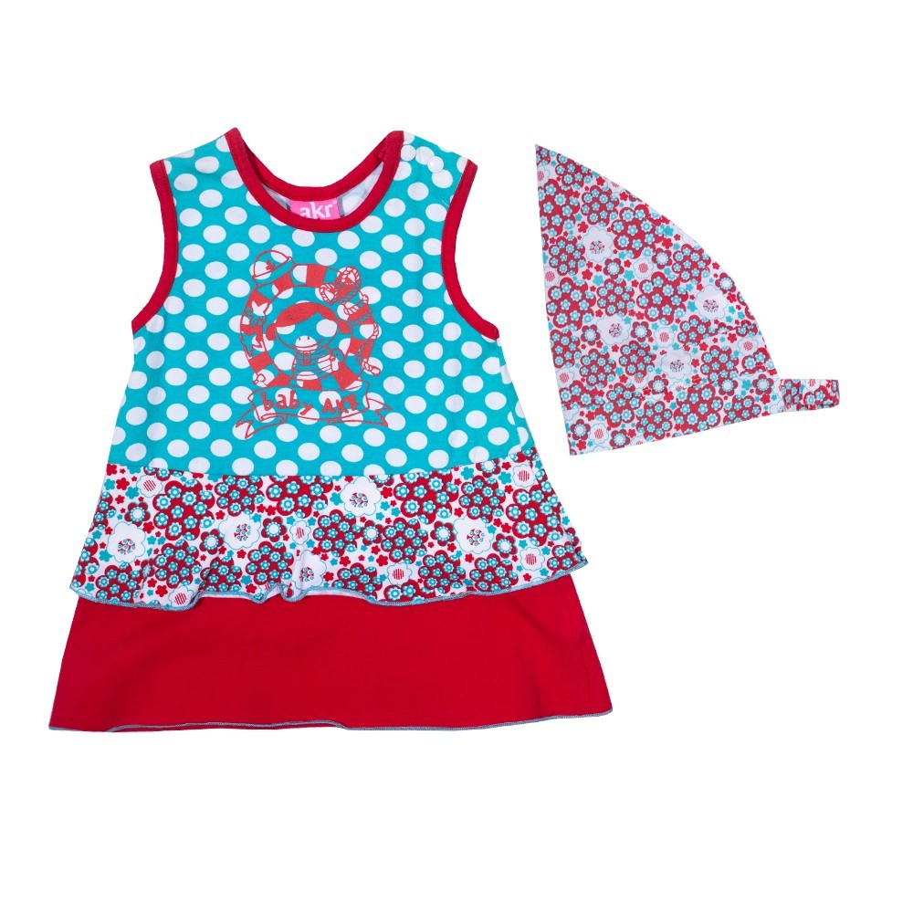 

Костюм : Сарафан и косынка AKR KIDS Bebe Голубой, красный M3-62 см