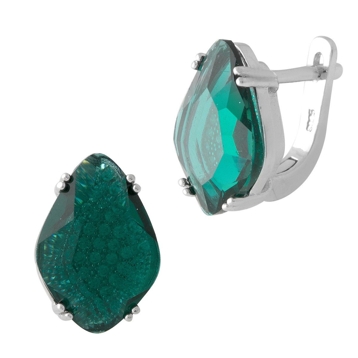 

Серебряные серьги SilverBreeze с изумрудом nano