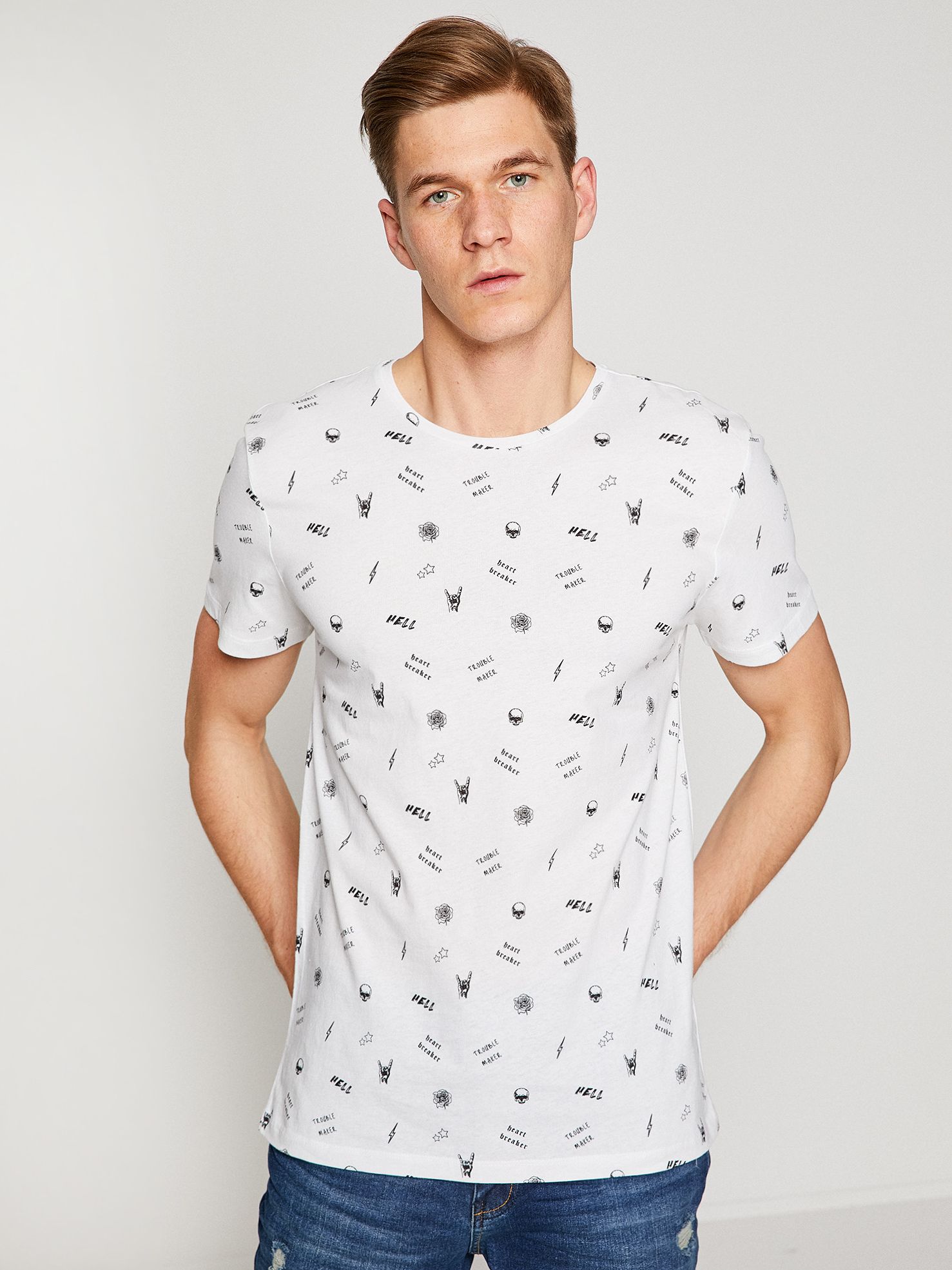 

Футболка Koton 8YAM11716CK-05U L White Design