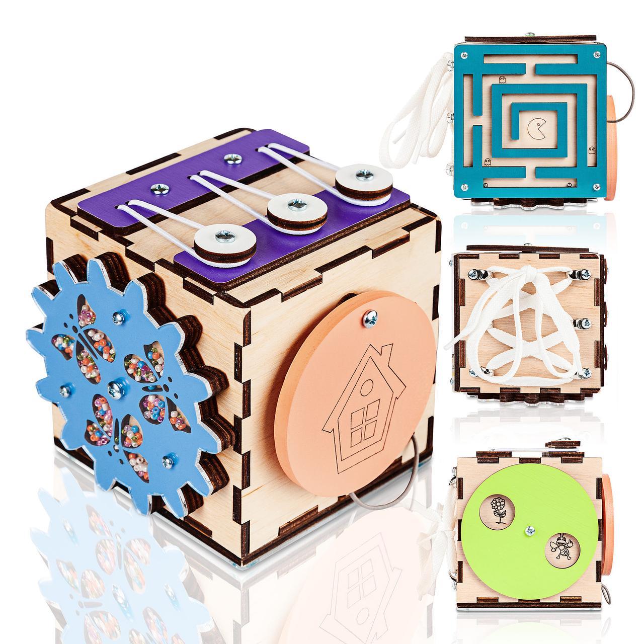 

Бизикуб BrainUp Smart Busy Cube настольная развивающая игра кубик из 6 деталей 10*10 см (6007_1)