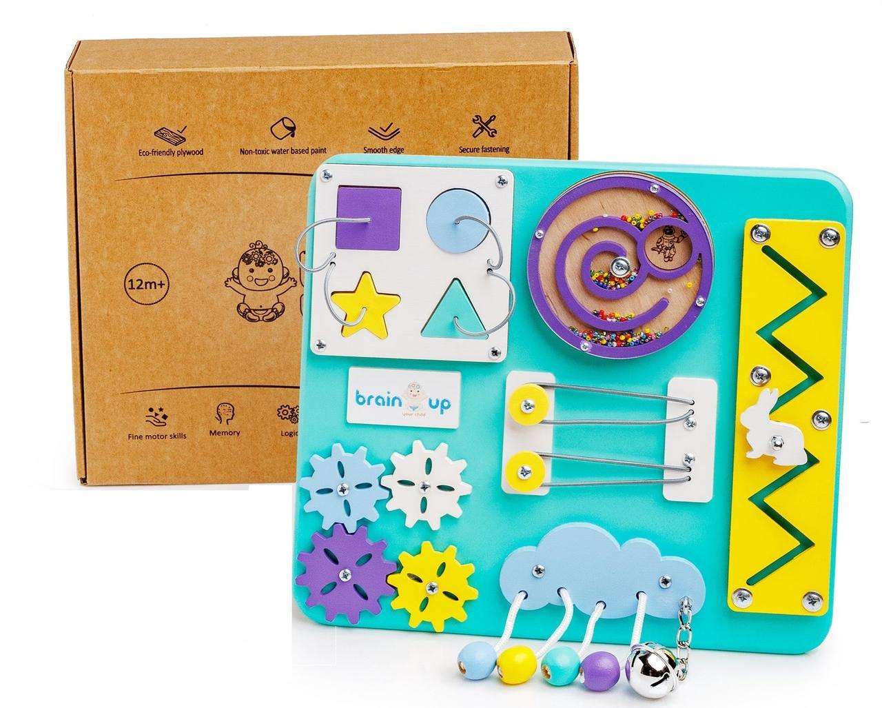 

Бизиборд BrainUp Smart Busy Board настольная развивающая игра доска для детей из 10 деталей Mini28*25см