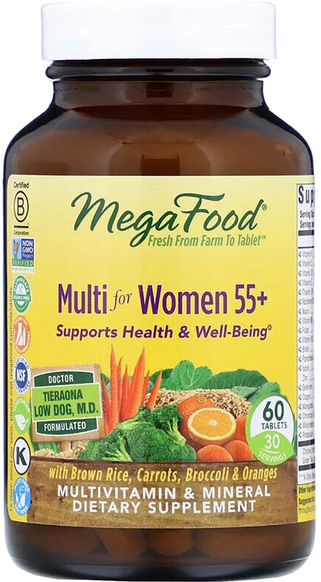 

Мультивитамины для женщин 55+, Multi for Women 55+, Mega Food 60 таблеток (51494102718)