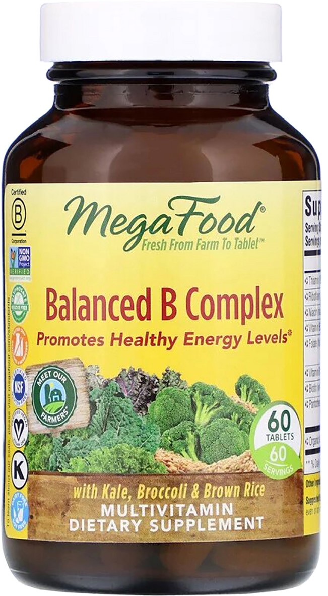 

Сбалансированный комплекс витаминов В, Balanced B Complex, Mega Food 60 таблеток (51494101681)