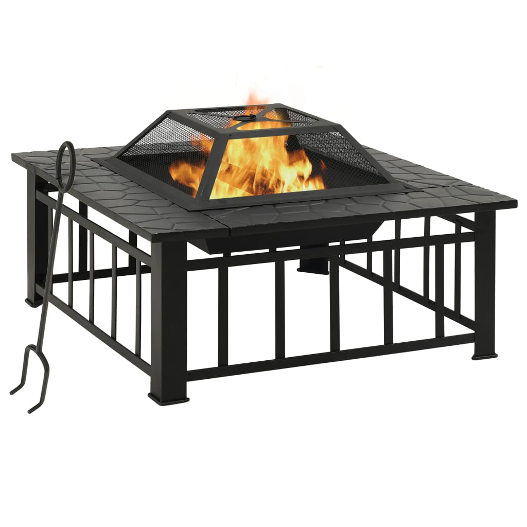 

Vidaxl Ogrodowe Palenisko Z Pogrzebaczem, 81X81X47Cm Stal