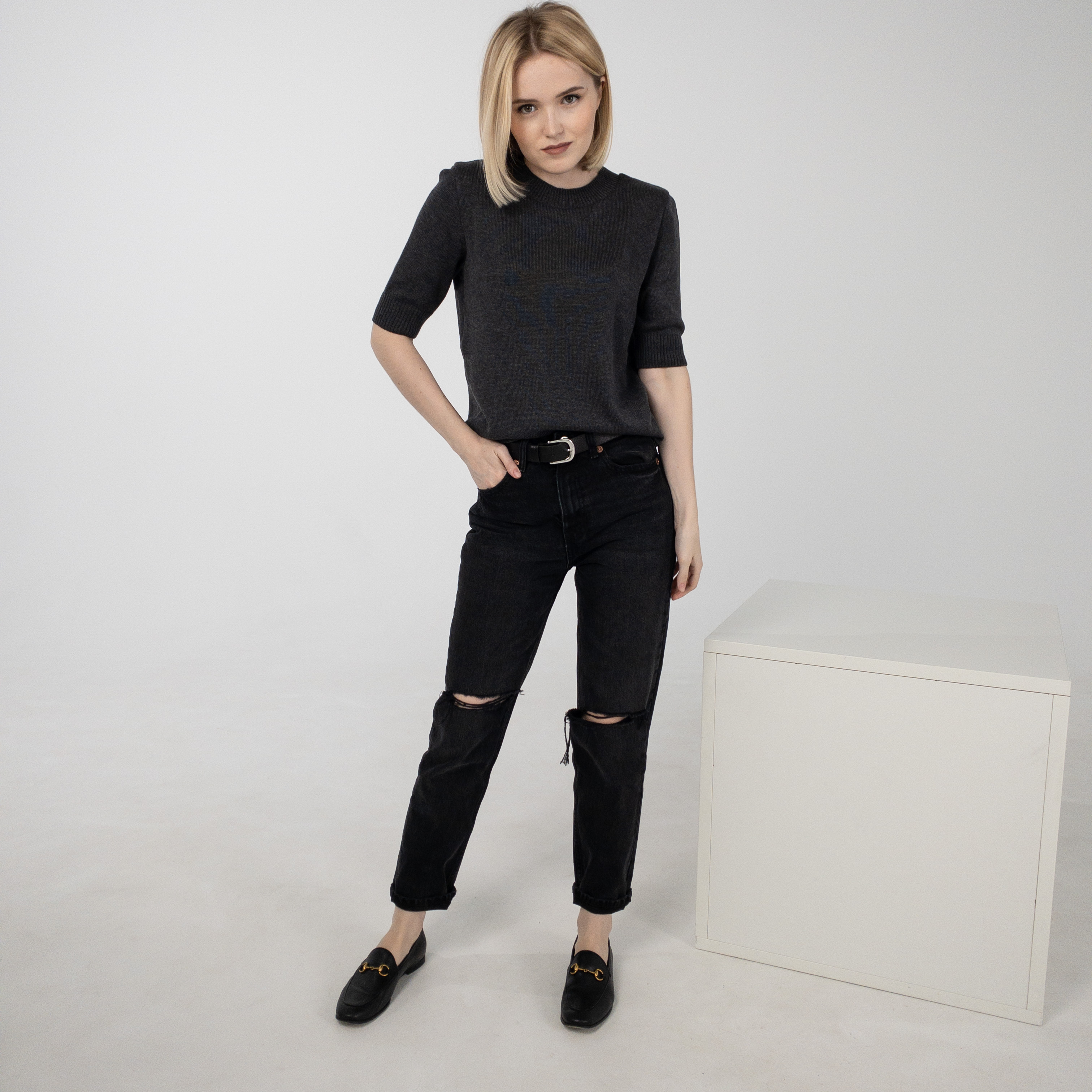 

Кофта Ribrand без горла з коротким рукавом L Графит