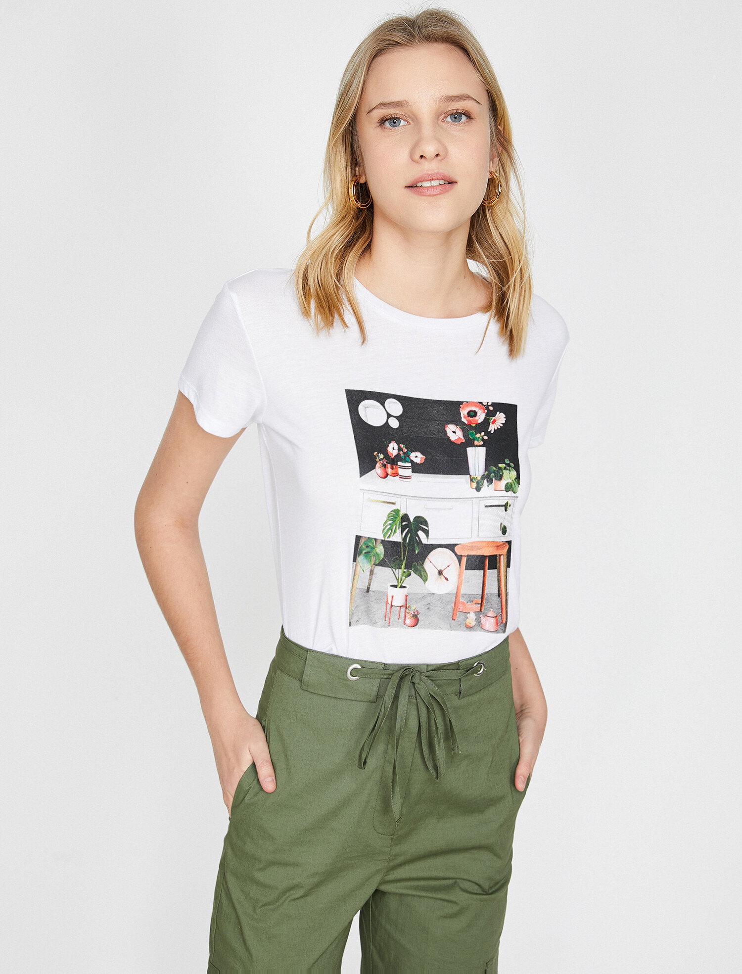 

Футболка Koton 9YAK13282EK-001  Off White, Футболка Koton 9YAK13282EK-001 S Off White