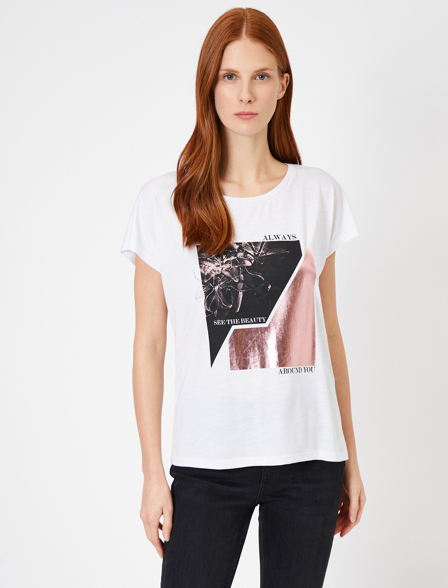 

Футболка Koton 0KAK13841EK-001  Off White, Футболка Koton 0KAK13841EK-001 S Off White