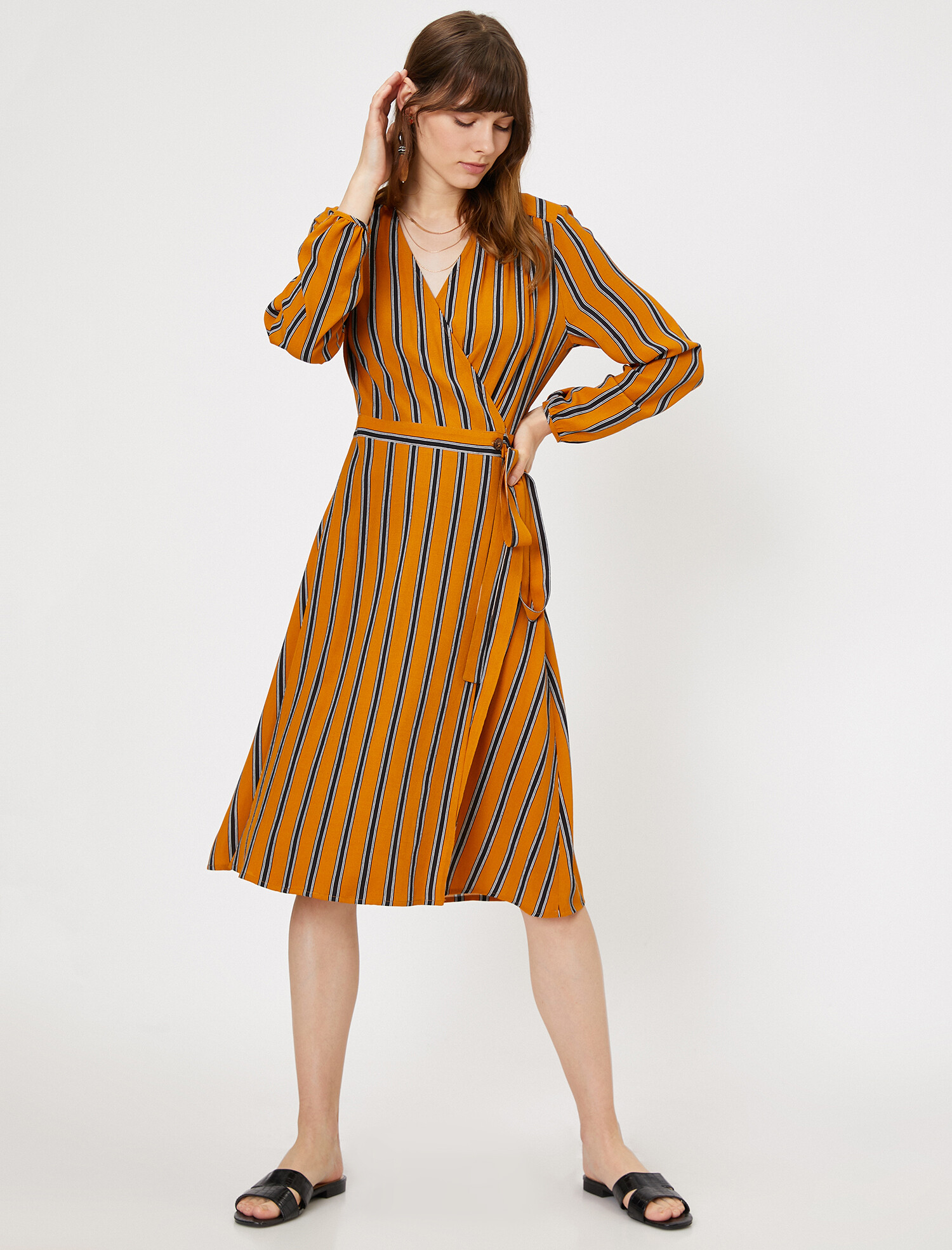 

Платье Koton 0KAK86834IW-J59  Mustart Stripe, Платье Koton 0KAK86834IW-J59 34 Mustart Stripe