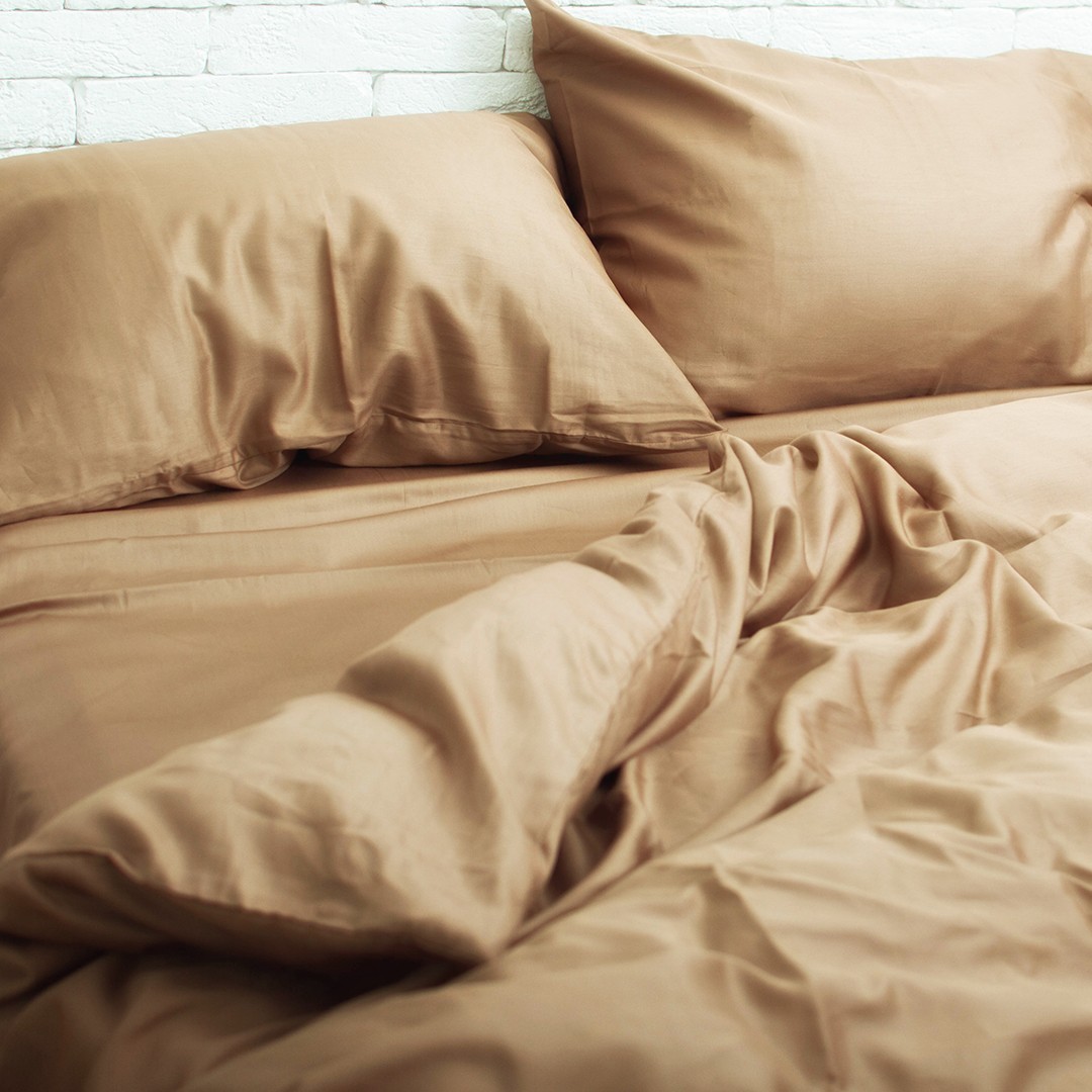 

Комплект постельного белья Хлопковые традиции цвет Золотистый капучино Семейный размер 155х215 см - 2 шт Люкс-Сатин 100% хлопок