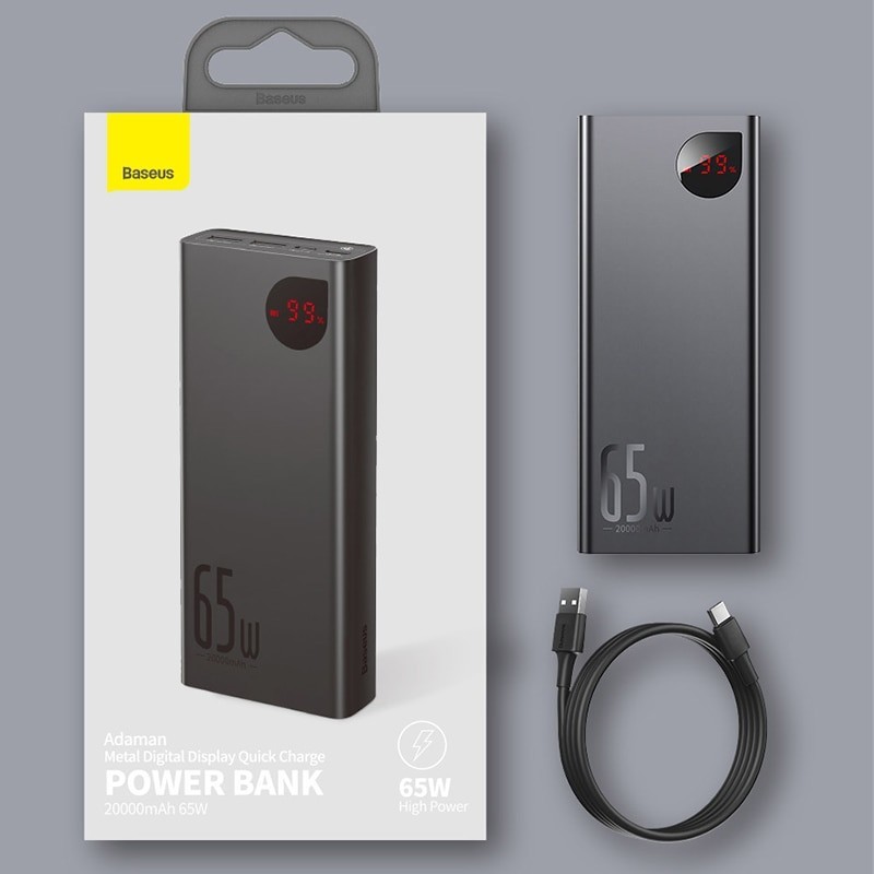 

Павербанк Baseus 65W Quick Charge 20000mAh|2USB/1Type-C, 6A, 65W|для MacBook/iPad/iPhone/ Xiaomi/ Samsung/Huawei