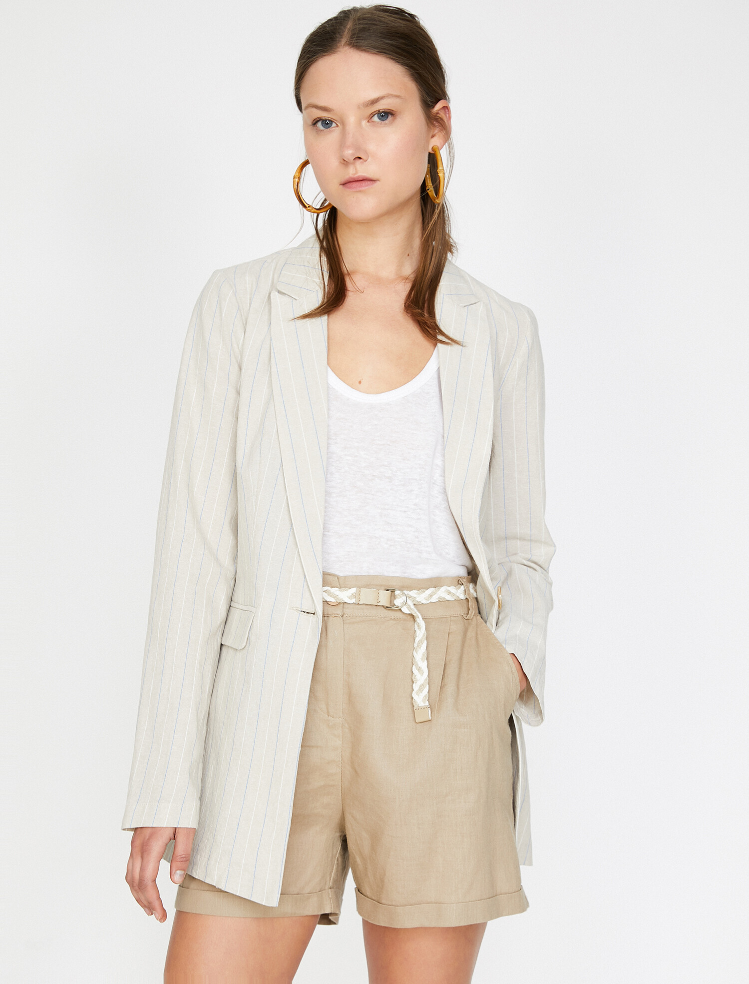 

Пиджак Koton 9YAK52857UW-41M 34 Beige Stripe