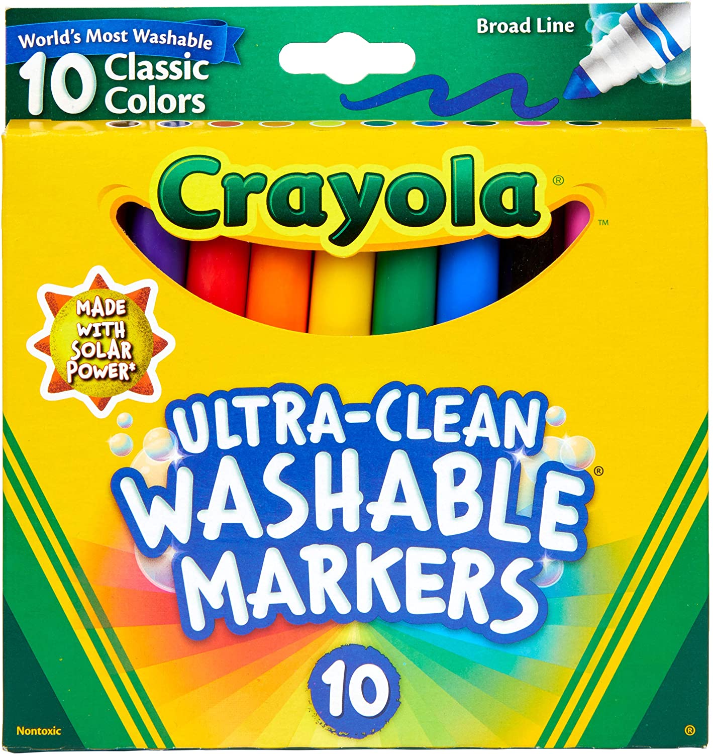 

Разноцветные фломастеры Crayola Ultra Clean Washable Markers толстая линия 10 шт