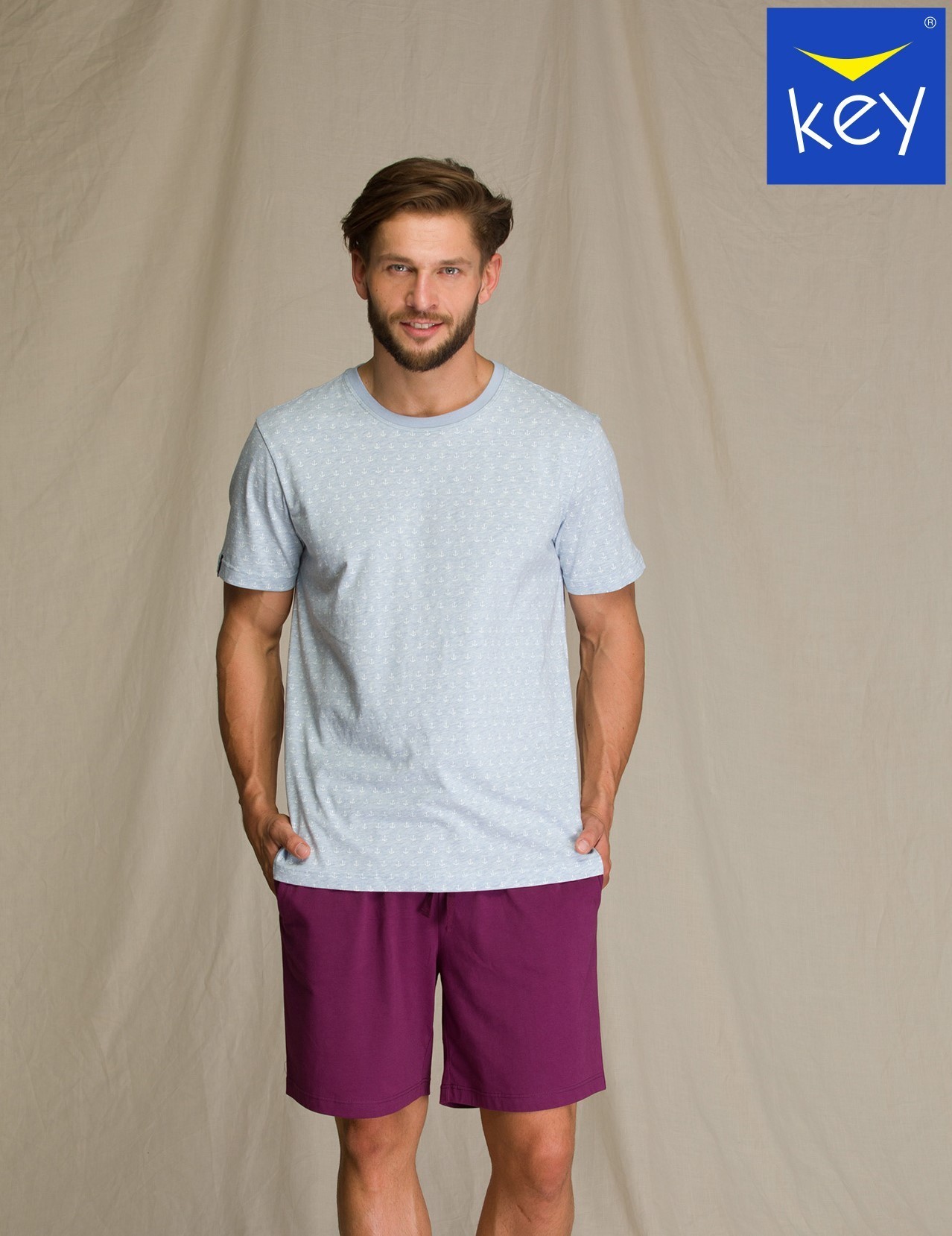 

Пижама мужская Key шорты и футболка с коротким рукавом  Светло-голубой с фиолетовым MNS 810 A21, Пижама мужская Key шорты и футболка с коротким рукавом 2XL Светло-голубой с фиолетовым MNS 810 A21