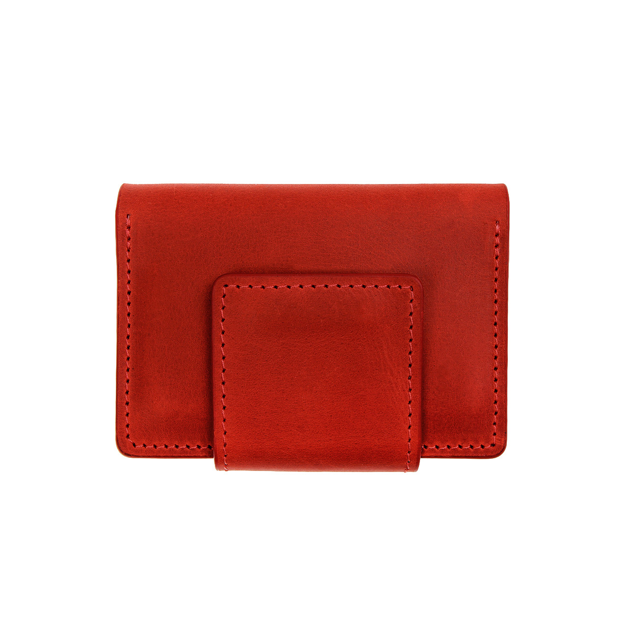 

Візитниця на магнітній застібці Grande Pelle 100х70х15 мм матова шкіра червоний