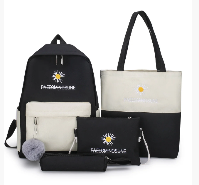 

Рюкзак женский + сумки + пенал Комплект ″Сhamomile″ Sugebag черно-бежевый (160G)