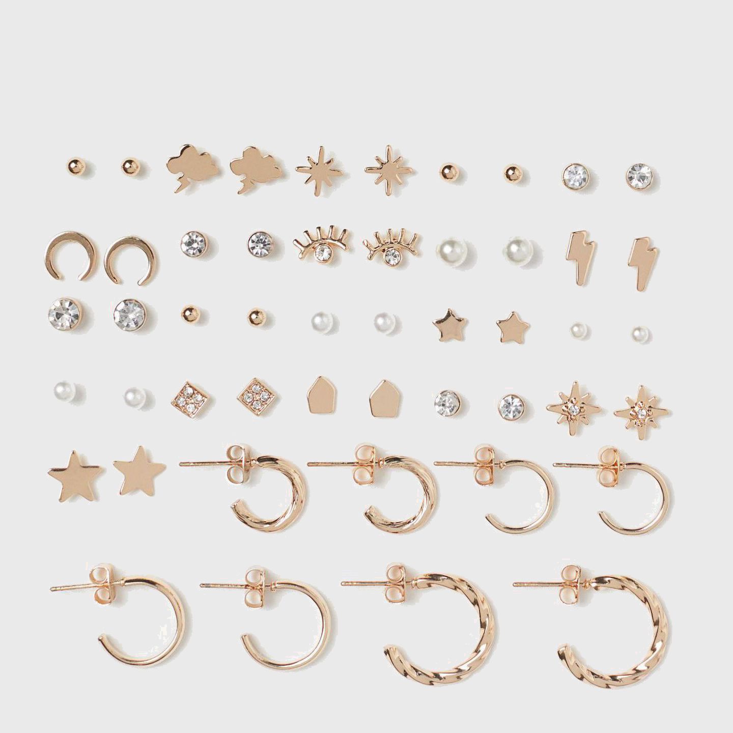 

Серьги H&M 961834sm 25 пар Золотистые белые