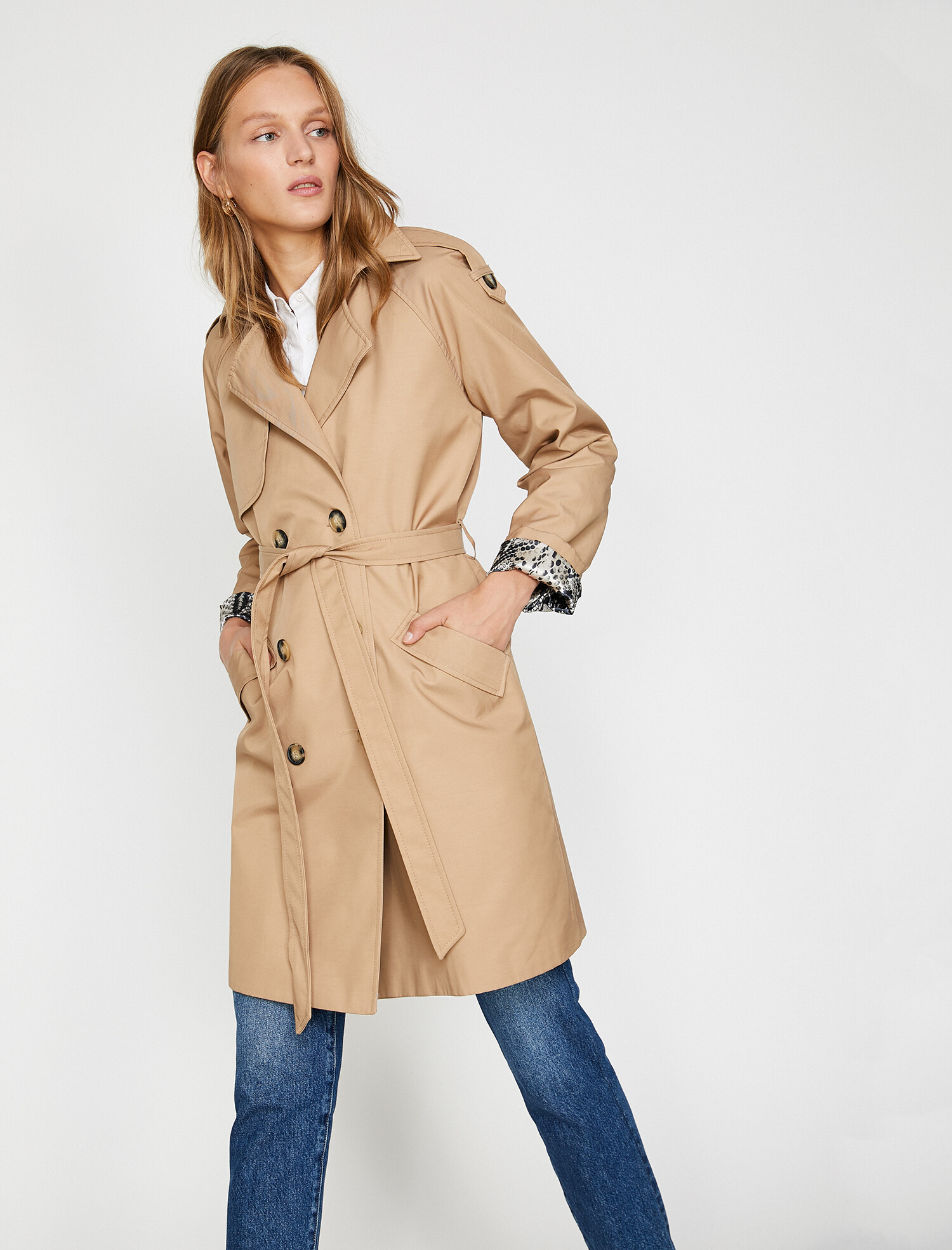 

Тренч Koton 0KAK06273EW-104 44 Camel
