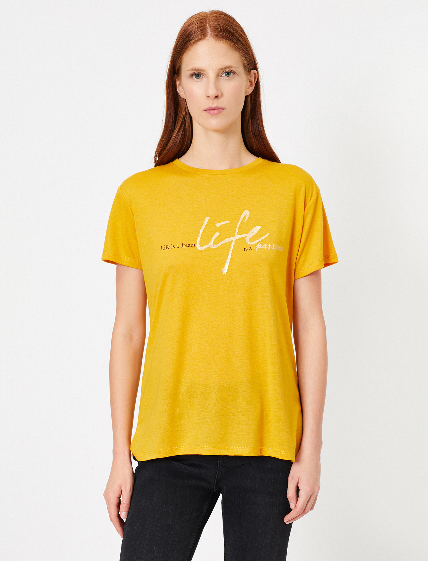 

Футболка Koton 0KAK13635GK-175  Mustard, Футболка Koton 0KAK13635GK-175 S Mustard