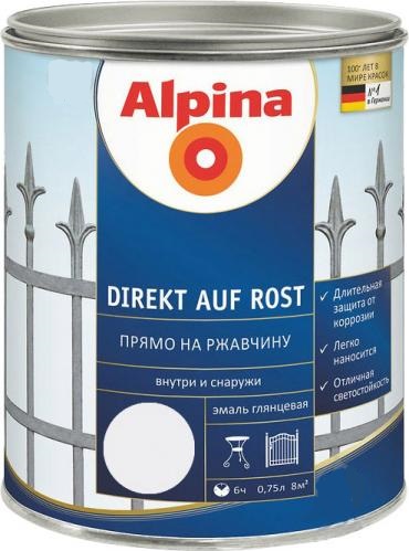 

Эмаль алкидная Alpina Direkt auf Rost 3 в 1 RAL9016 белый глянец 0.75 л (alp_537336)