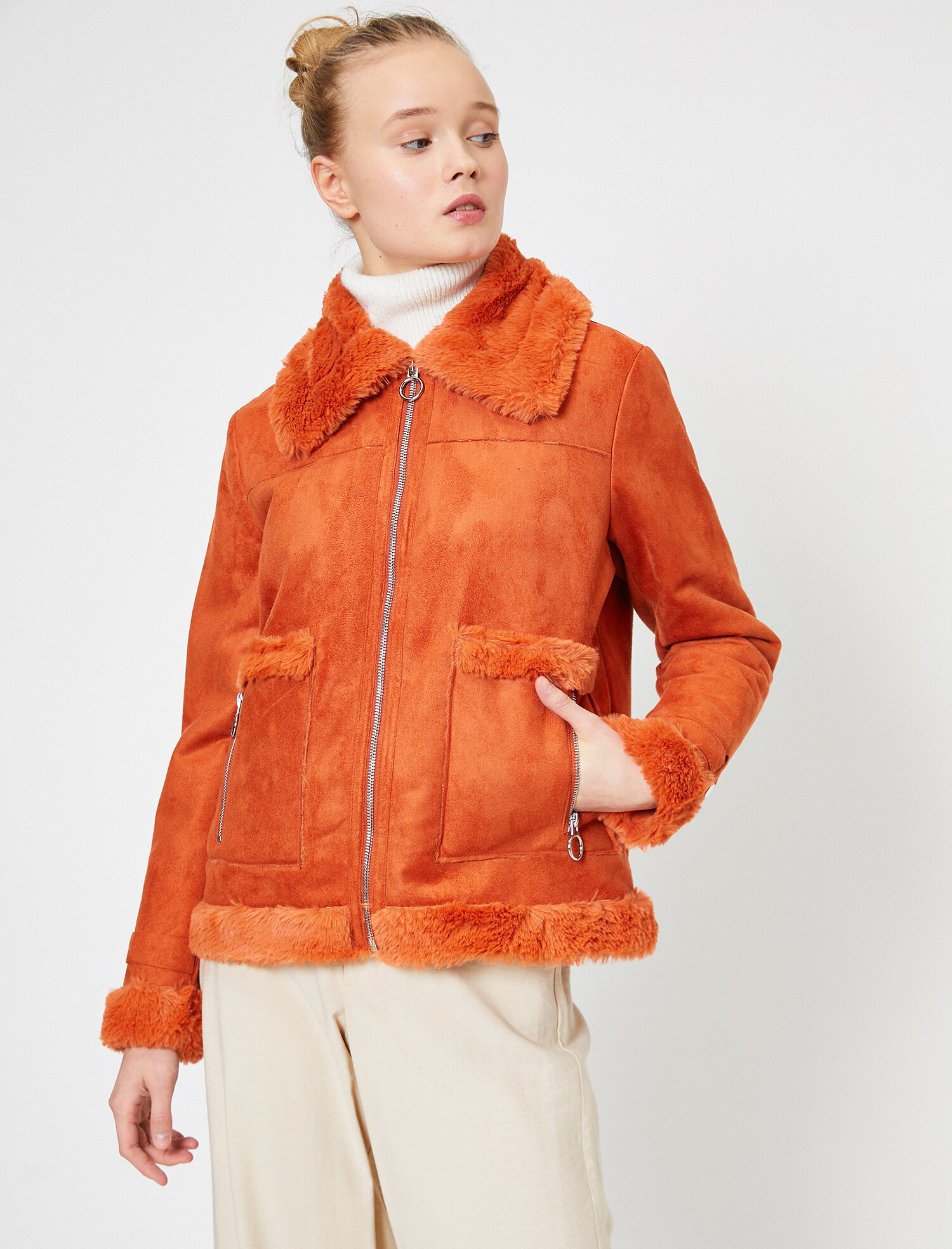 

Дубленка Koton 0KAL58156IW-200 34 Orange