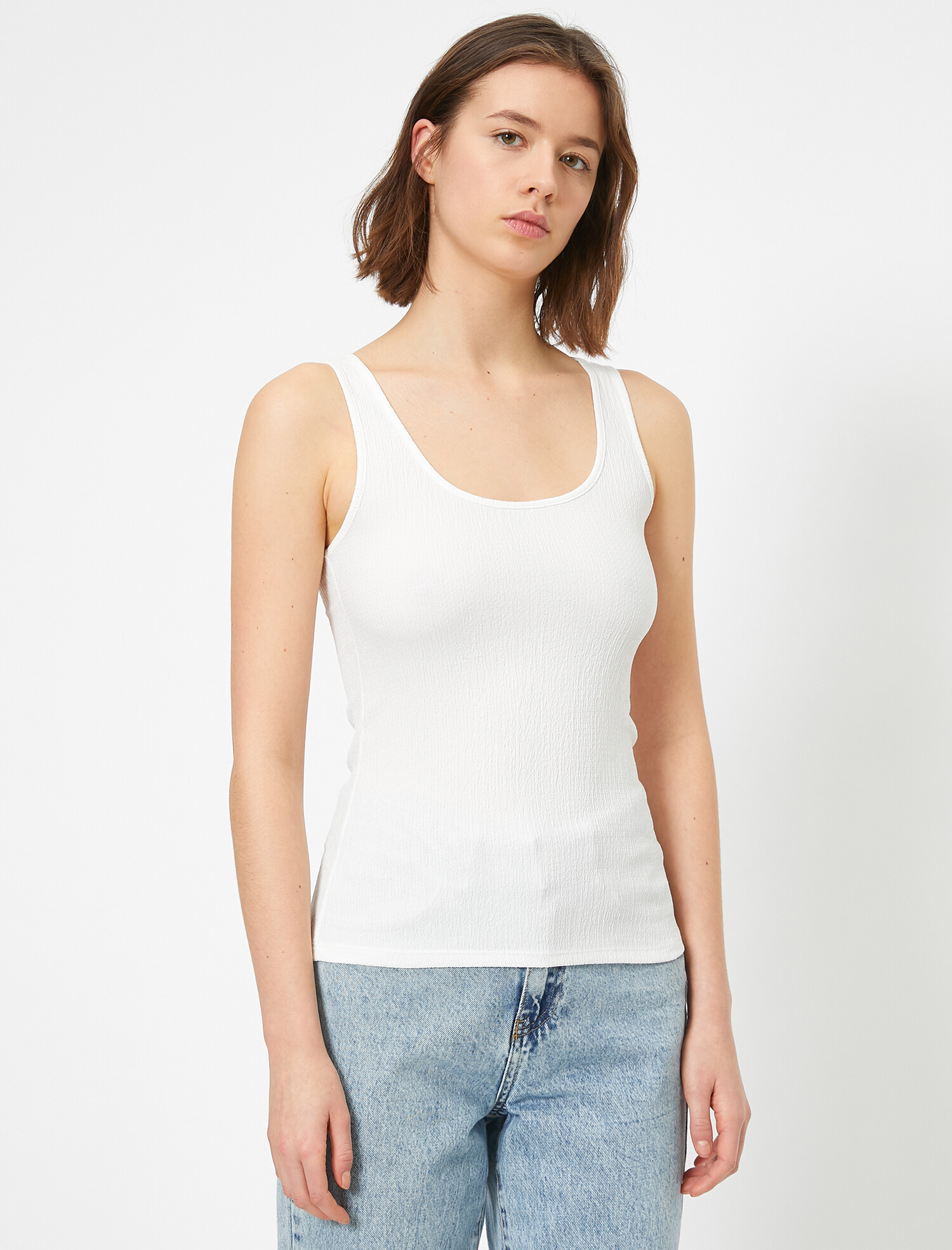 

Майка Koton 0YAK33996EK-001  Off White, Майка Koton 0YAK33996EK-001 M Off White