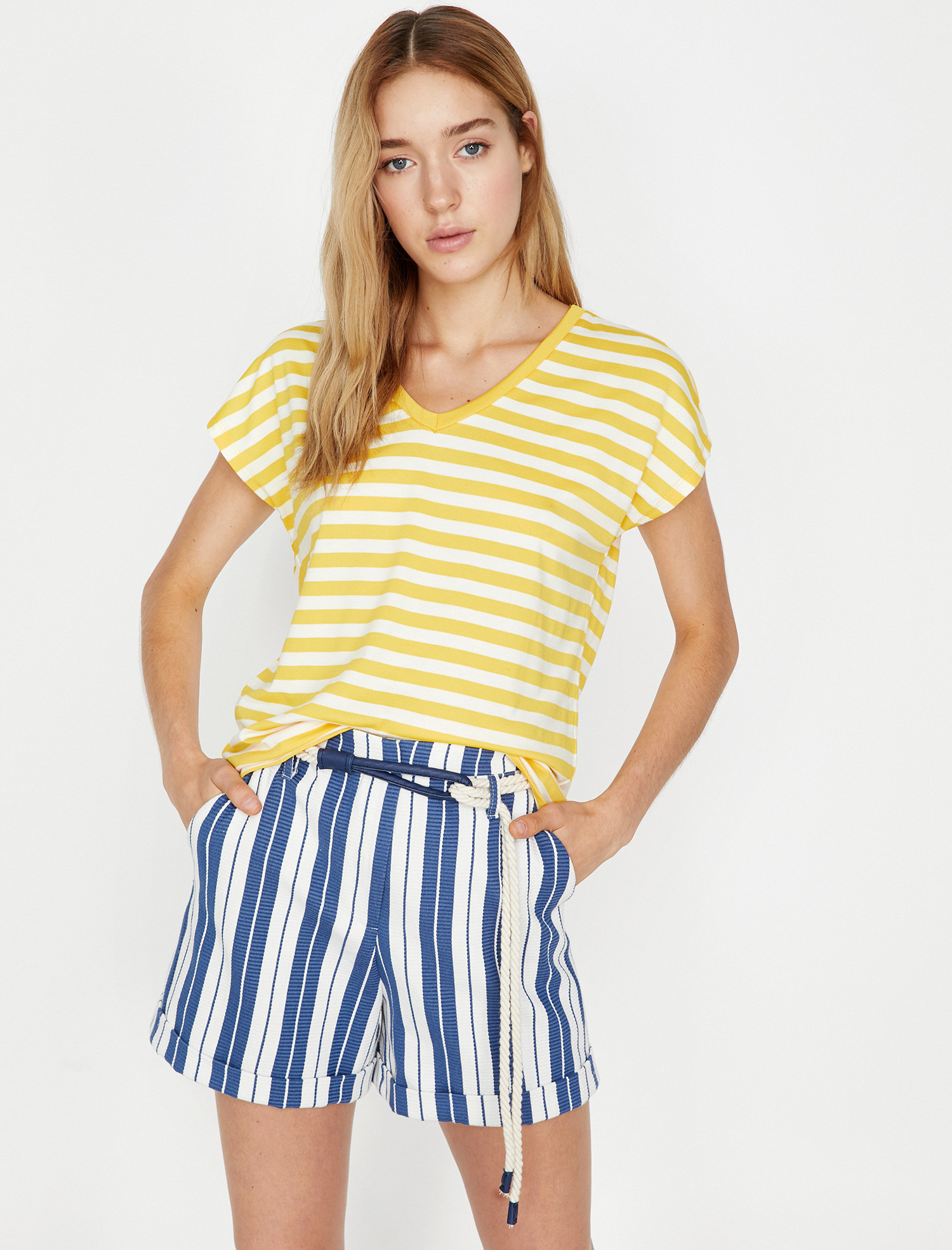 

Футболка Koton 9KAK12591YK-18Z L Yellow Stripe