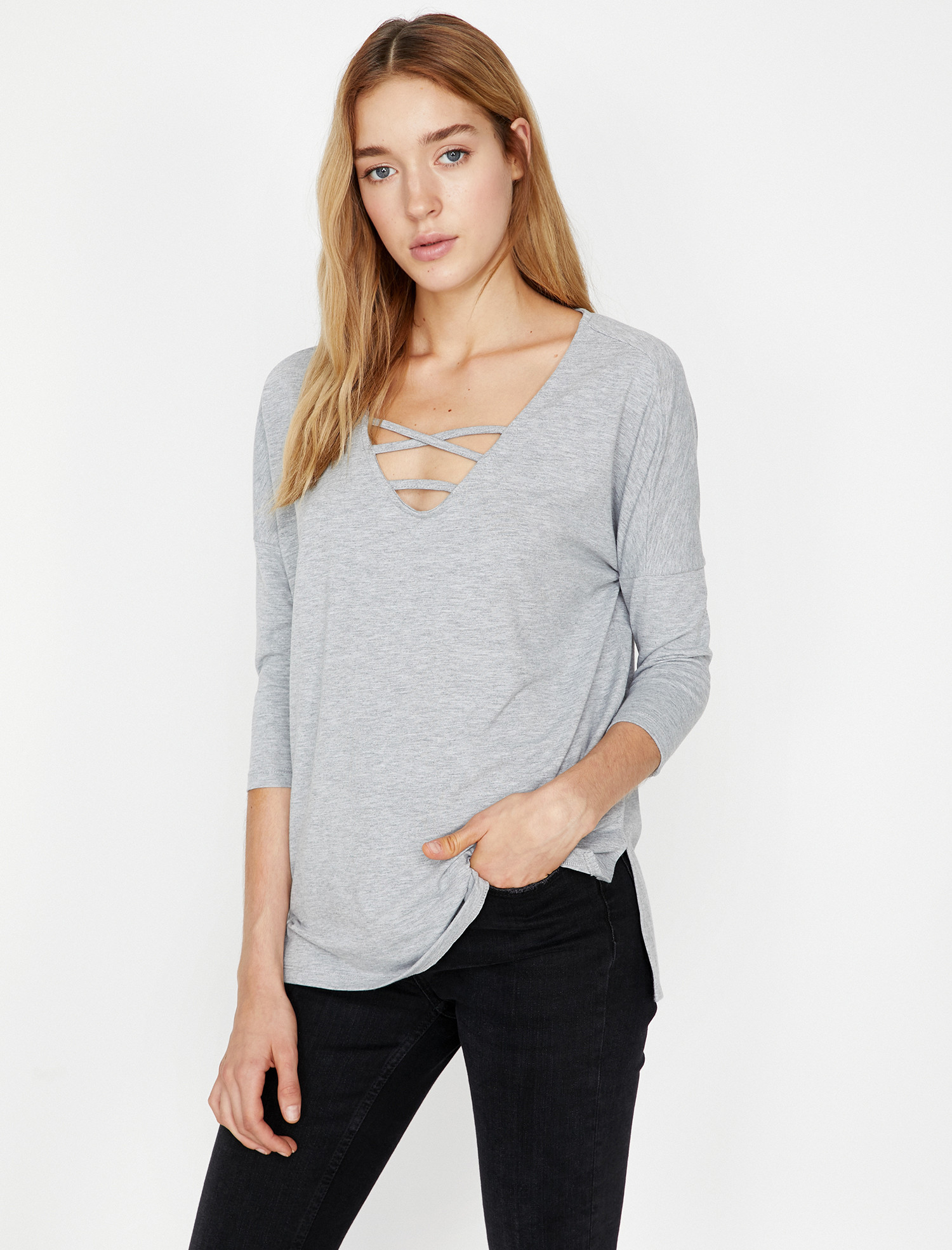 

Лонгслив Koton 9KAK13002OK-027 S Grey