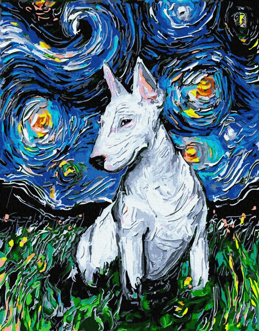 

Картина по номерам - Бультерьер в звездную ночь BrushMe 40*50см. (GX34262)