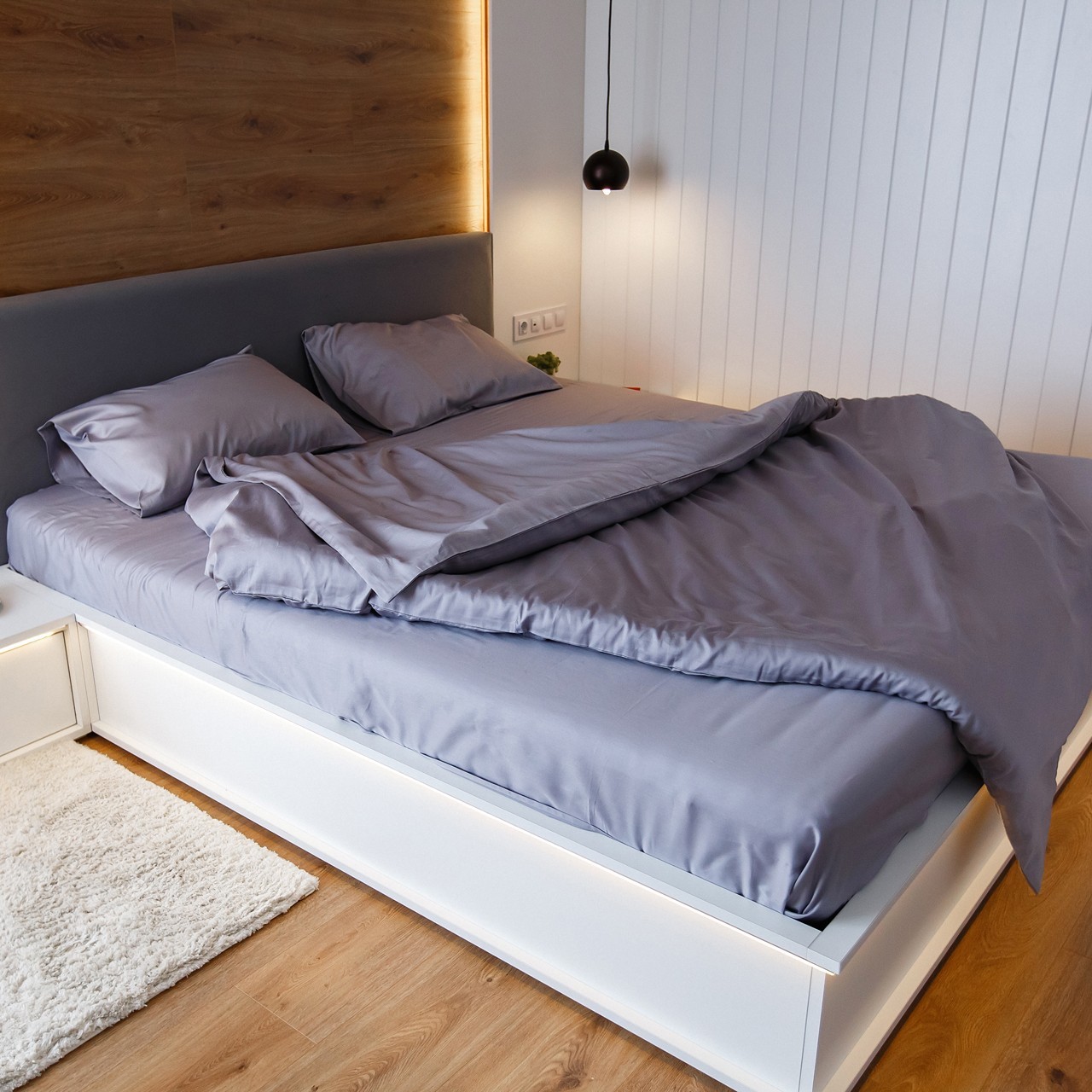 

Простынь NaviHome сатин 205х225 серый