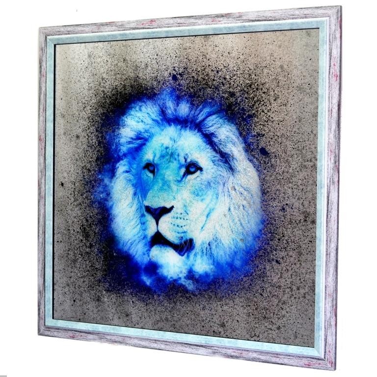 

Картина на зеркале Seaps X7 ZODIAC LEO / ЗНАК ЗОДИАКА ЛЕВ №1206 в голубой багетной раме состаренная 67х67 см