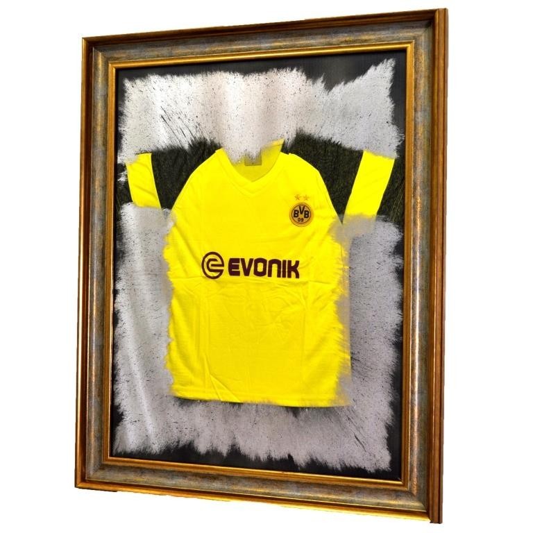 

Футболка Боруссии Дортмунд Borussia Dortmund №4041. Seaps X8 в серебярянной багетной раме 96х76 см