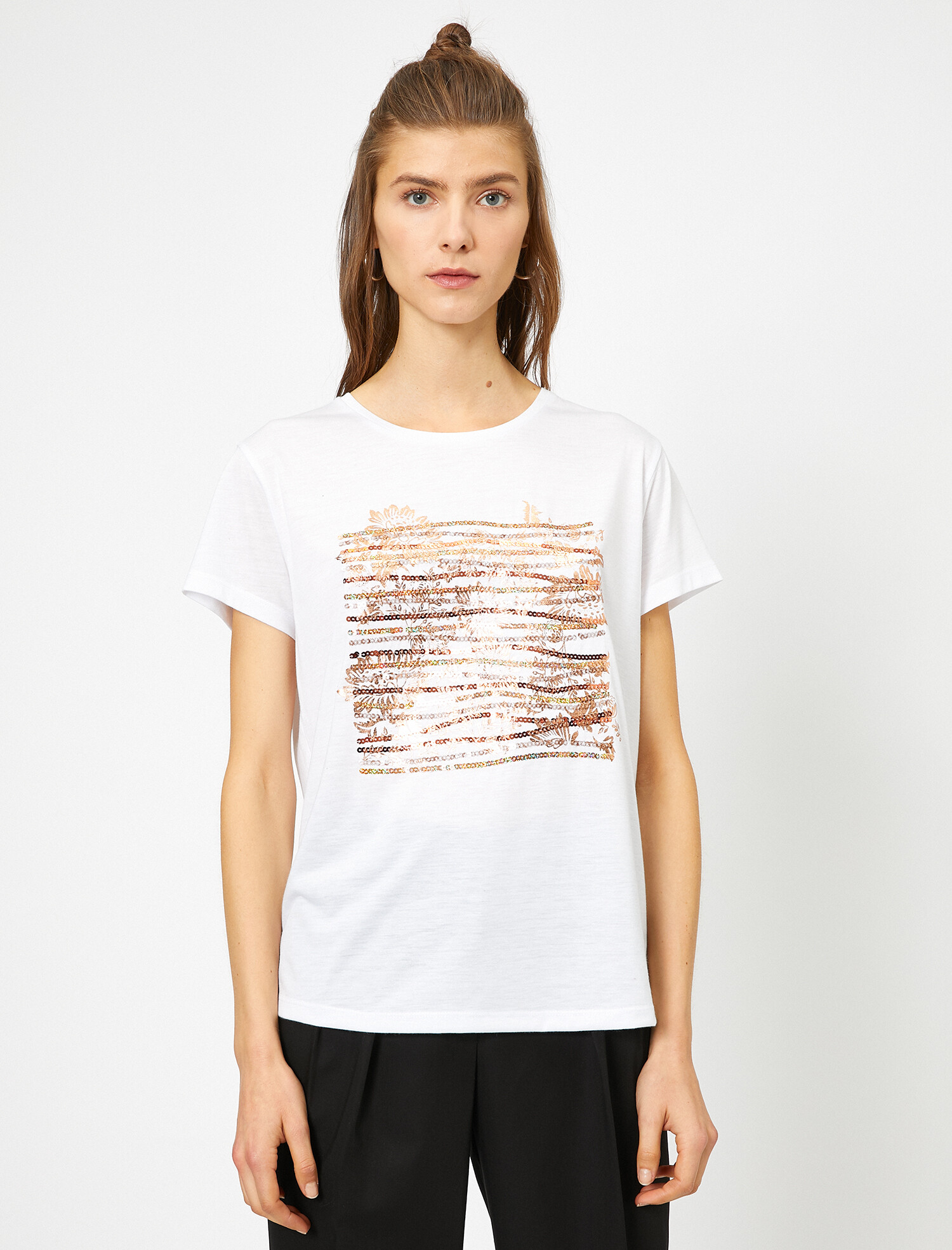 

Футболка Koton 0YAK13941EK-001  Off White, Футболка Koton 0YAK13941EK-001 M Off White