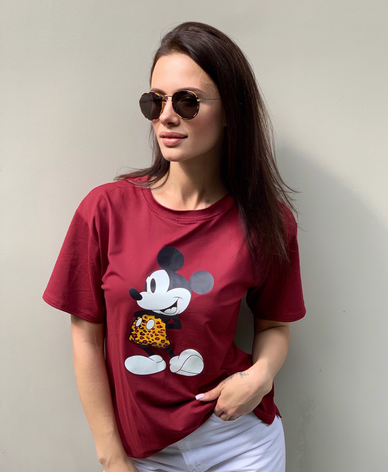 

Женская футболка Cameli Mickey Mouse ZF-15-067 бордовая S/M