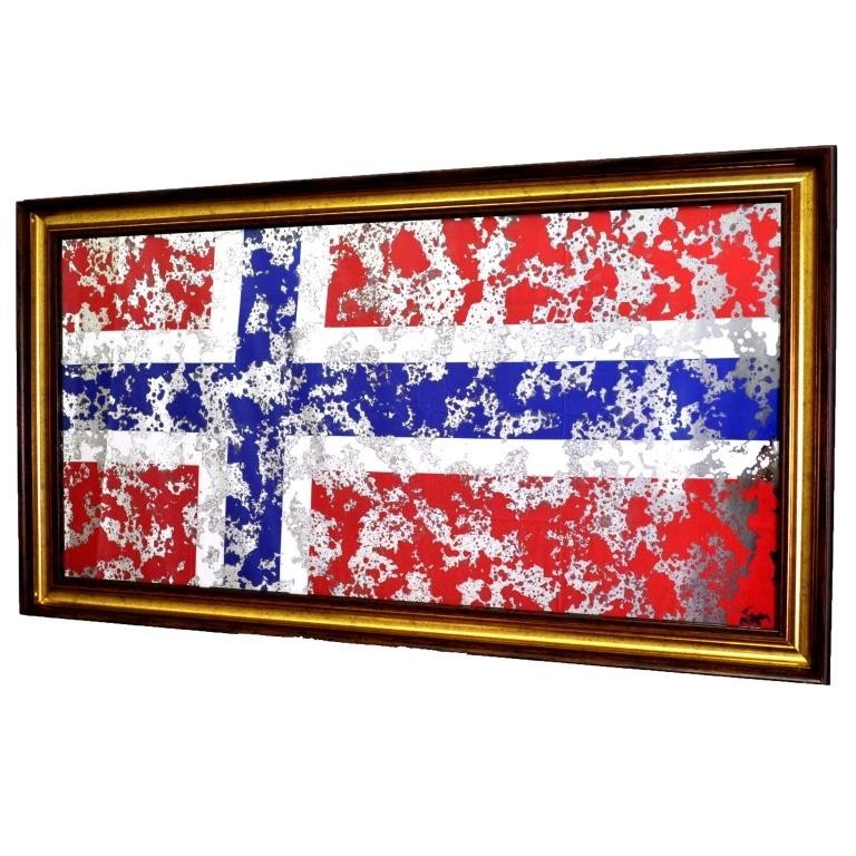 

Картина на зеркале Seaps X9 Флаг Норвегии NORWAY FLAG № 4004 в раме 134х74 см