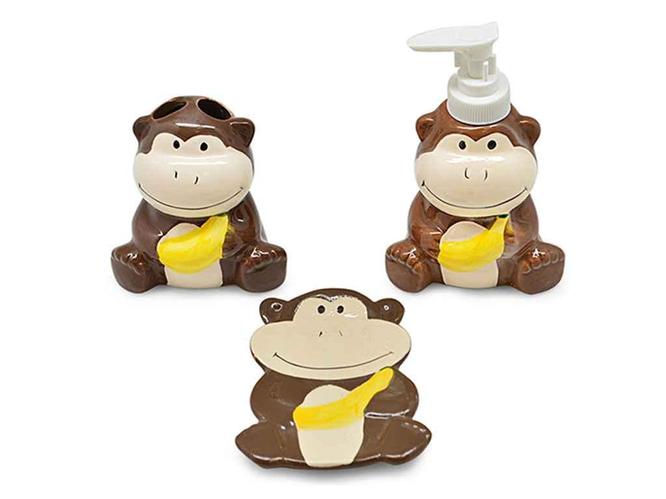 

Набор для ванной комнаты Набор аксессуаров для ванной комнаты керамический Monkey 3 предмета Hoz MMS-R30156 (NAT01494)