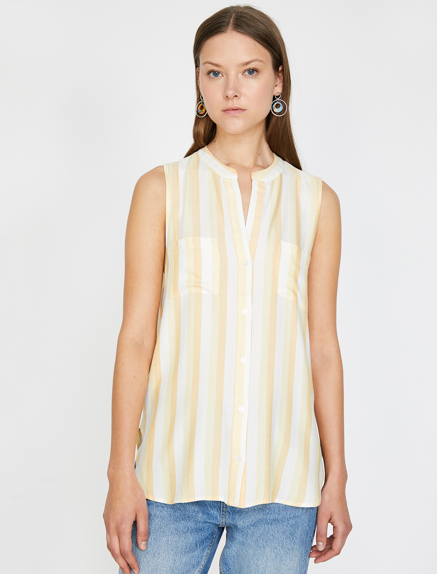 

Блузка Koton 9YAK68789PW-J59  Mustart Stripe, Блузка Koton 9YAK68789PW-J59 42 Mustart Stripe