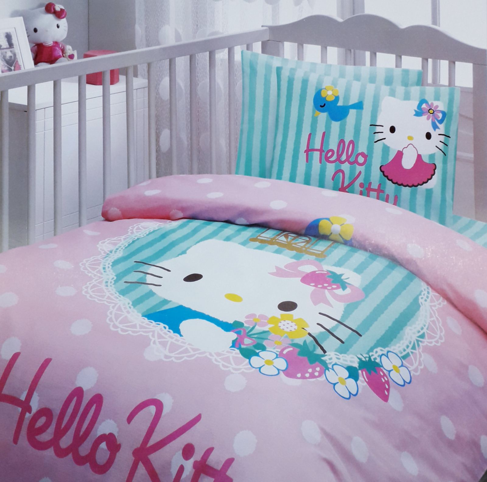 

НАБОР в кроватку(постель+защита) Karaca home 110х150см(р) розовый